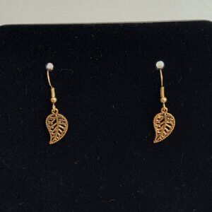 Artisan gold-tone leaf earrings